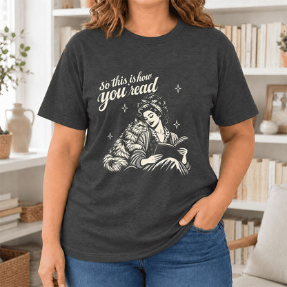 So This Is How You Read Persian Ultra-Soft Cotton T-Shirt | Reader Gift Dark Grey Heather
