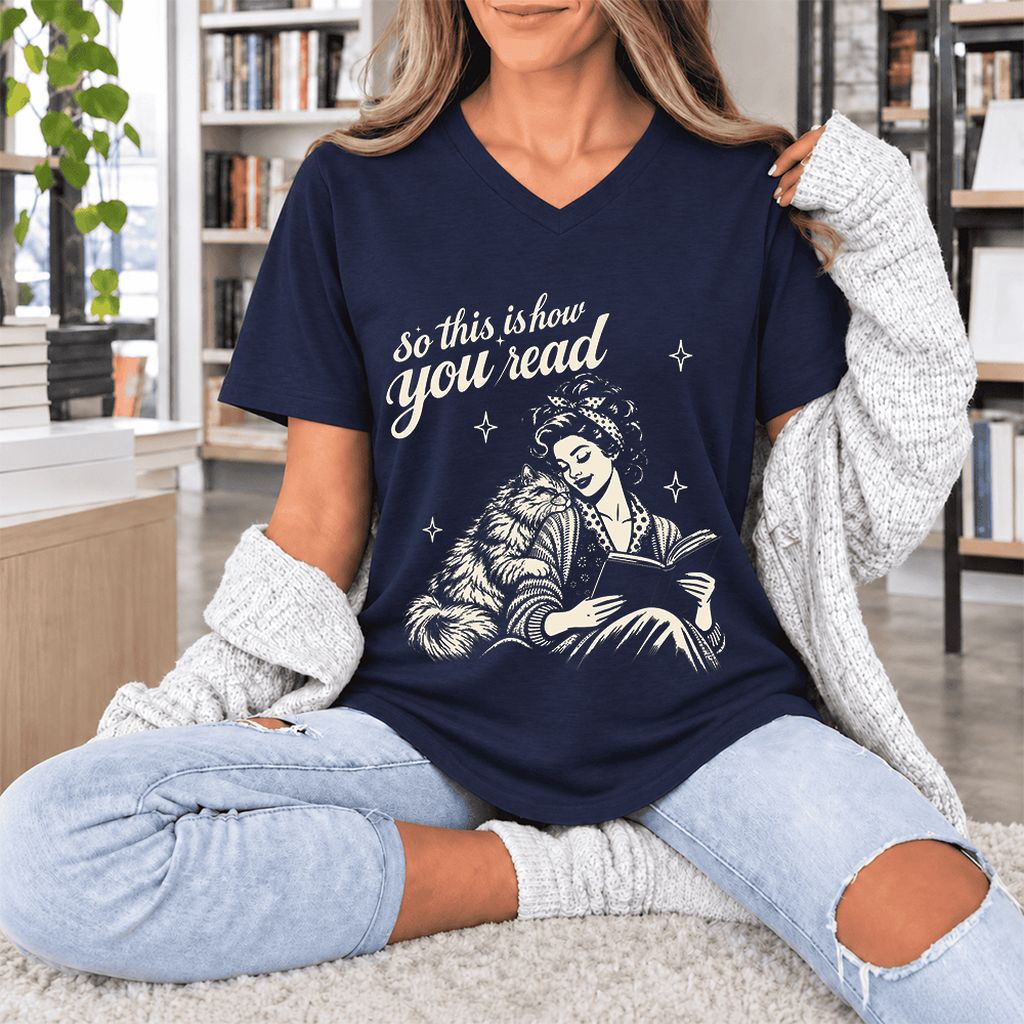 How You Read Printed Persian Sweatshirt | Cat Lover Reader Gift Navy