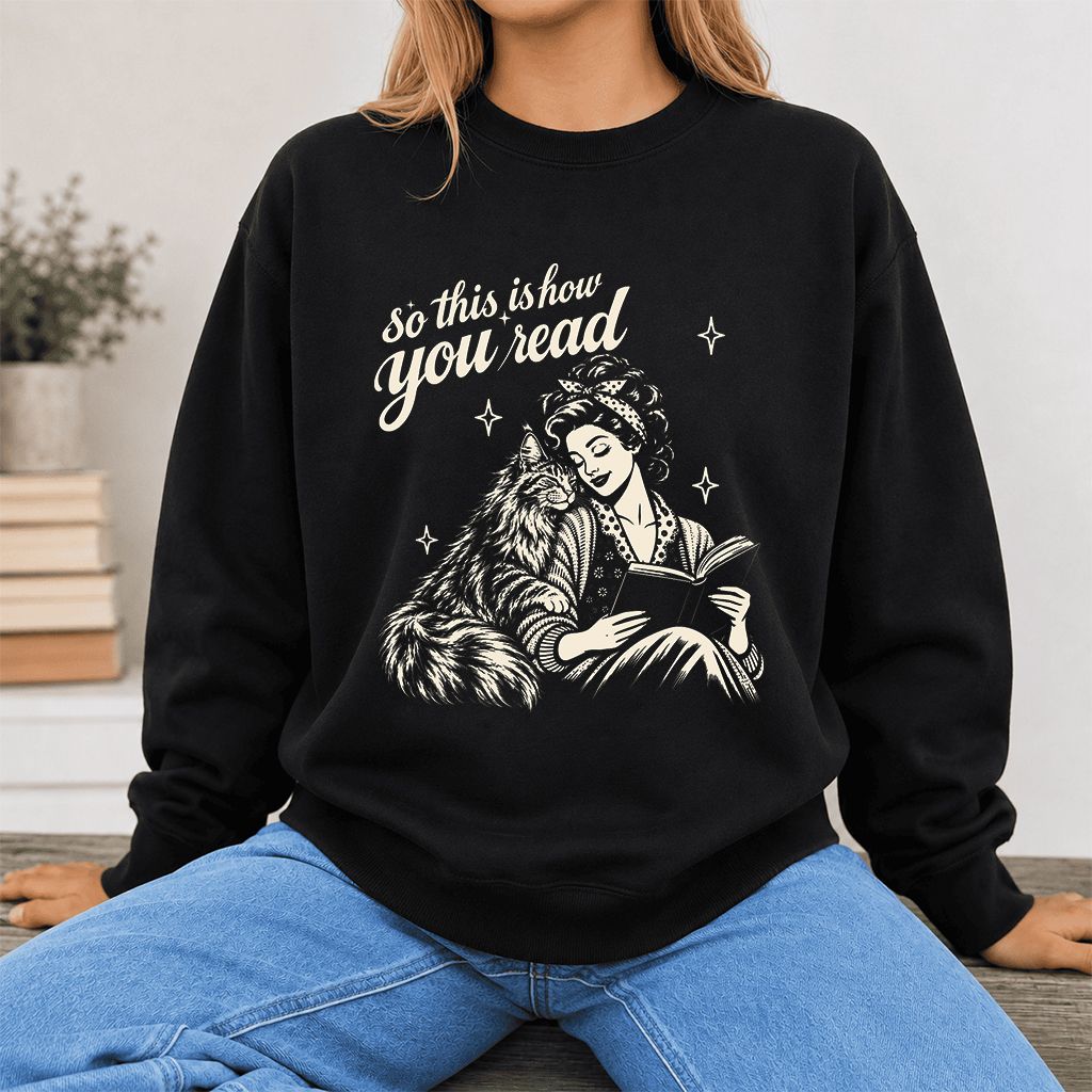 How You Read Printed Maine Coon Sweatshirt | Cat Lover Reader Gift Black