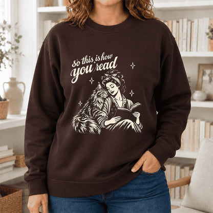 How You Read Printed Maine Coon Sweatshirt | Cat Lover Reader Gift Dark Chocolate