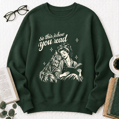 How You Read Printed Maine Coon Sweatshirt | Cat Lover Reader Gift Forest Green