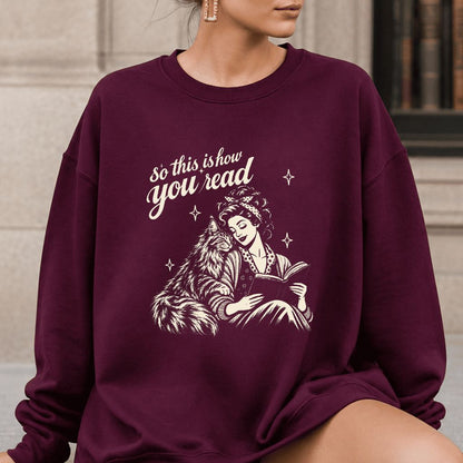 How You Read Printed Maine Coon Sweatshirt | Cat Lover Reader Gift Maroon