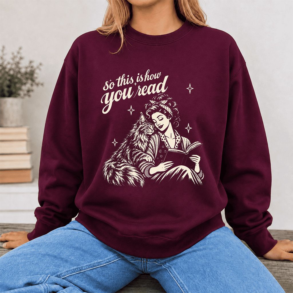 How You Read Printed Maine Coon Sweatshirt | Cat Lover Reader Gift Maroon