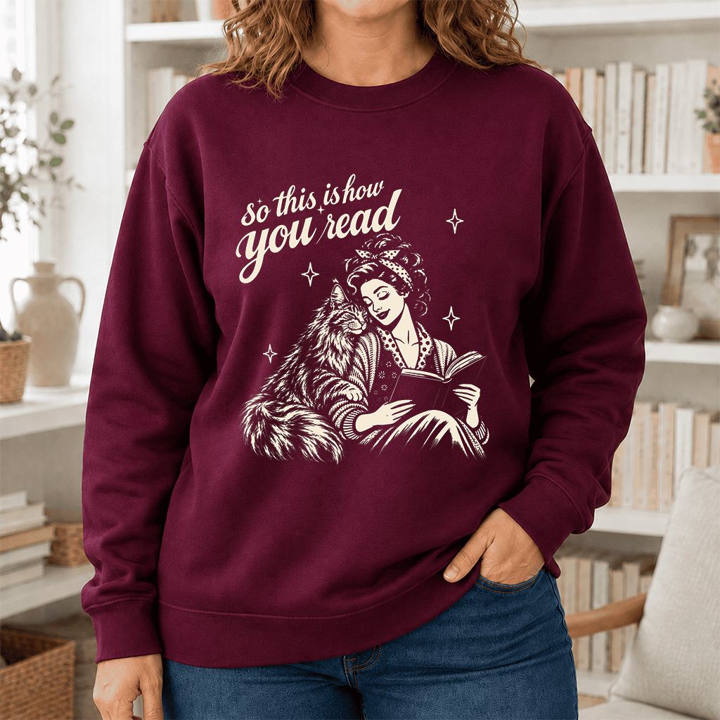 How You Read Printed Maine Coon Sweatshirt | Cat Lover Reader Gift Maroon
