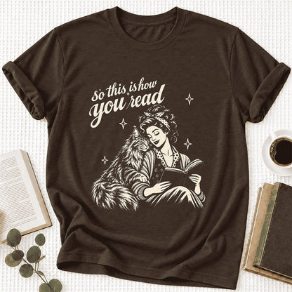 So This Is How You Read Maine Coon Ultra-Soft Cotton T-Shirt | Reader Gift Brown
