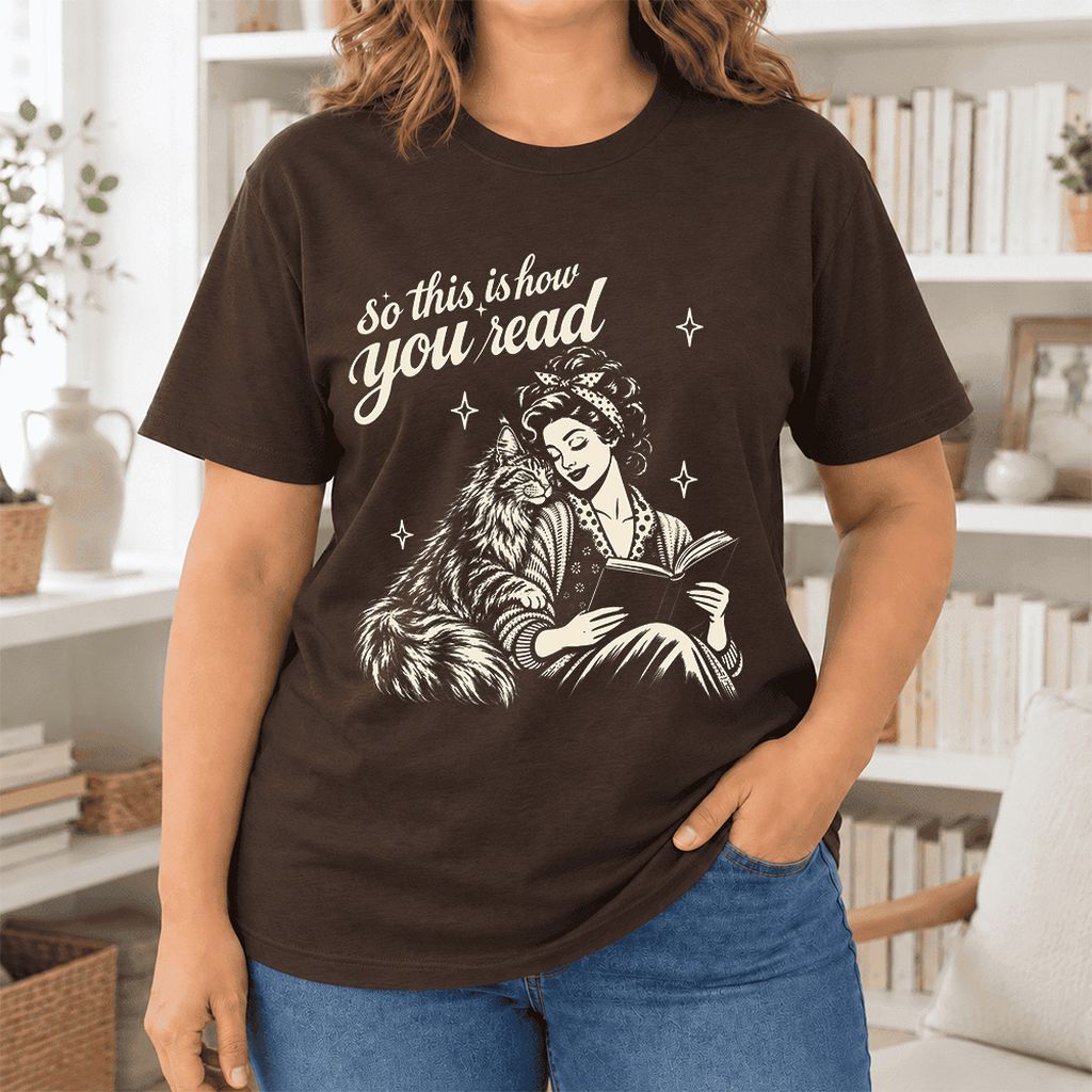 So This Is How You Read Maine Coon Ultra-Soft Cotton T-Shirt | Reader Gift Brown