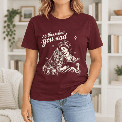 So This Is How You Read Maine Coon Ultra-Soft Cotton T-Shirt | Reader Gift Maroon