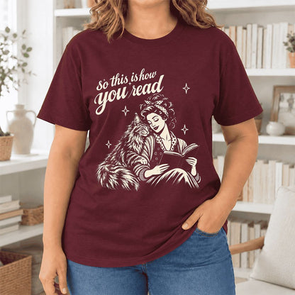 So This Is How You Read Maine Coon Ultra-Soft Cotton T-Shirt | Reader Gift Maroon