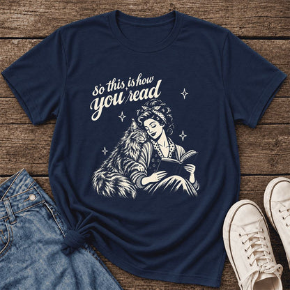 So This Is How You Read Maine Coon Ultra-Soft Cotton T-Shirt | Reader Gift Navy