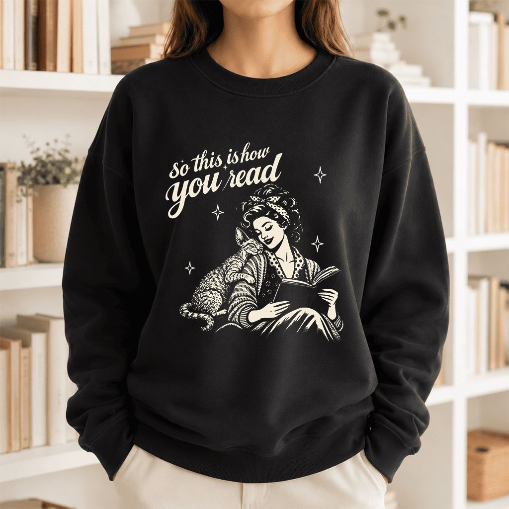 How You Read Printed Devon Rex Sweatshirt | Cat Lover Reader Gift Black