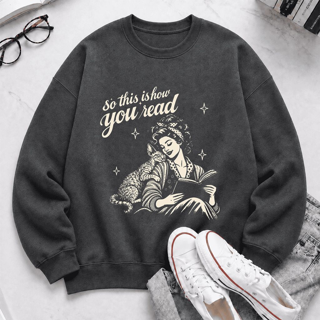How You Read Printed Devon Rex Sweatshirt | Cat Lover Reader Gift Dark Heather