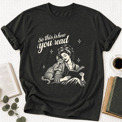 So This Is How You Read Devon Rex Ultra-Soft Cotton T-Shirt | Reader Gift Black Heather