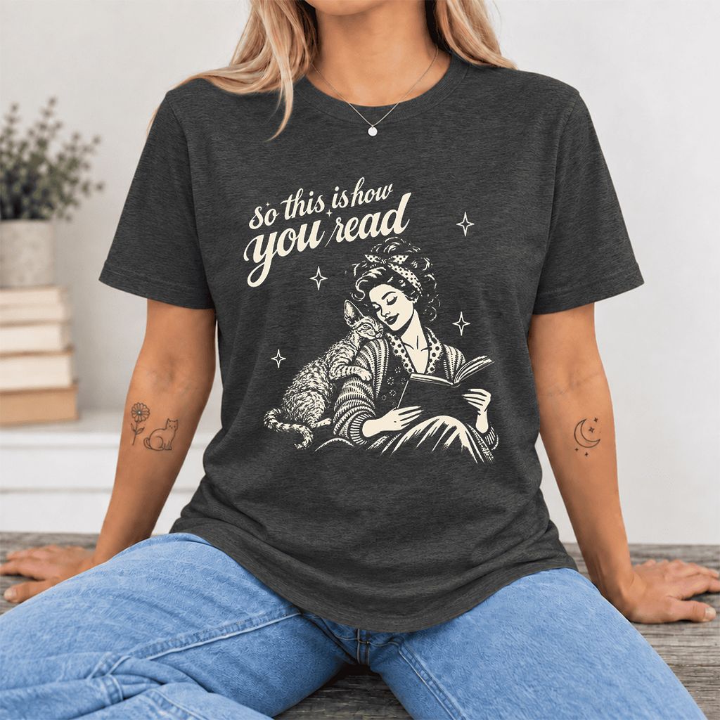 So This Is How You Read Devon Rex Ultra-Soft Cotton T-Shirt | Reader Gift Dark Grey Heather