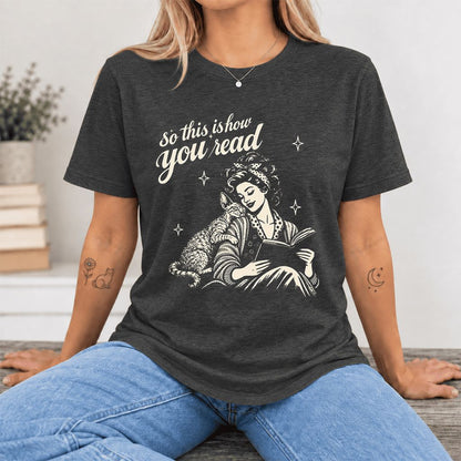 So This Is How You Read Devon Rex Ultra-Soft Cotton T-Shirt | Reader Gift Dark Grey Heather