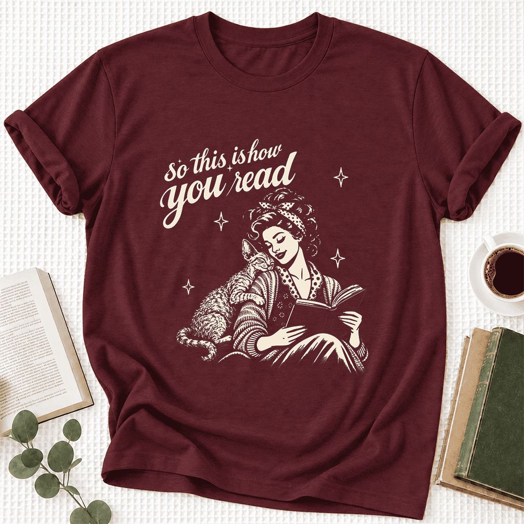 So This Is How You Read Devon Rex Ultra-Soft Cotton T-Shirt | Reader Gift Maroon