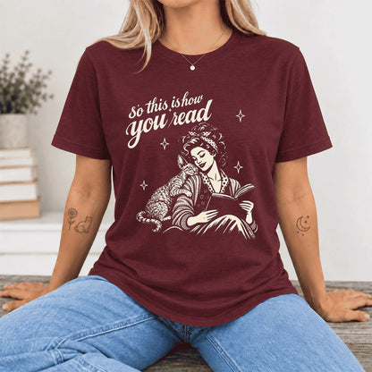So This Is How You Read Devon Rex Ultra-Soft Cotton T-Shirt | Reader Gift Maroon