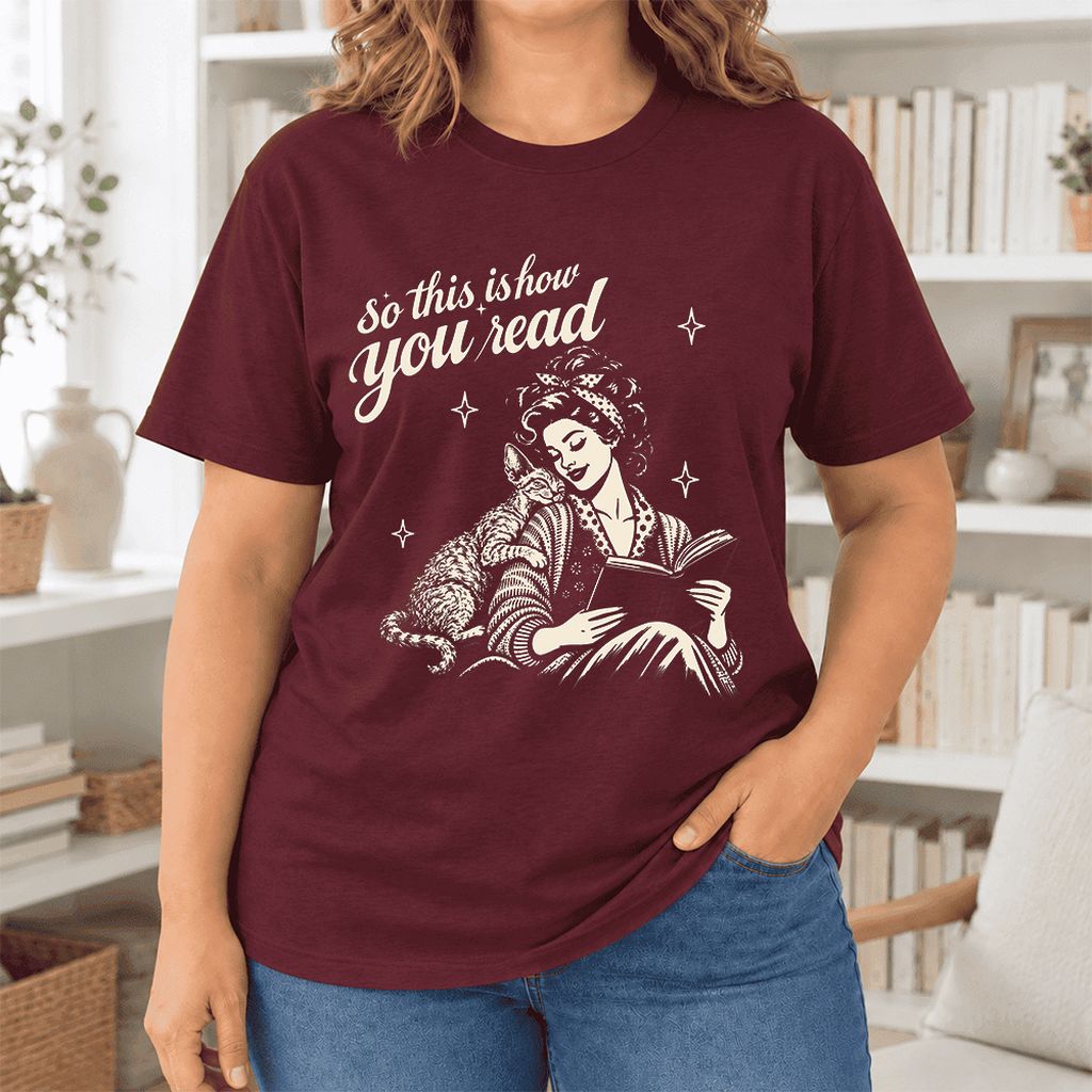 So This Is How You Read Devon Rex Ultra-Soft Cotton T-Shirt | Reader Gift Maroon