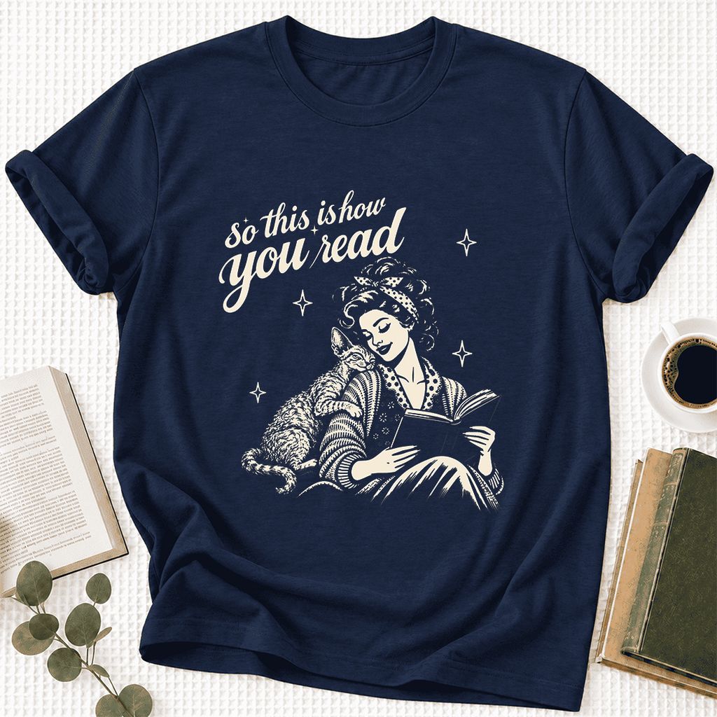 So This Is How You Read Devon Rex Ultra-Soft Cotton T-Shirt | Reader Gift Navy
