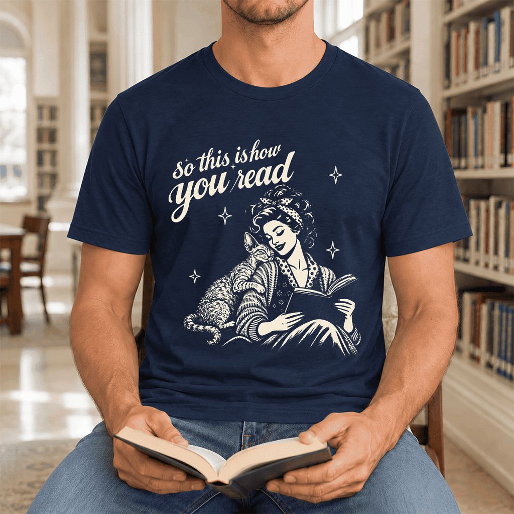 So This Is How You Read Devon Rex Ultra-Soft Cotton T-Shirt | Reader Gift Navy
