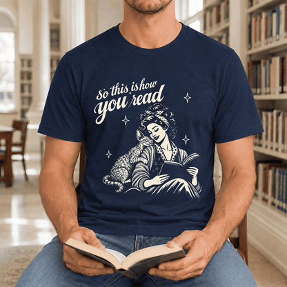 So This Is How You Read Devon Rex Ultra-Soft Cotton T-Shirt | Reader Gift Navy
