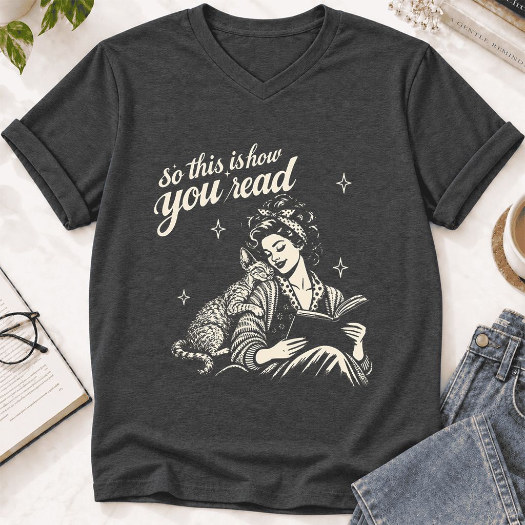 How You Read Printed Devon Rex Sweatshirt | Cat Lover Reader Gift Dark Grey Heather