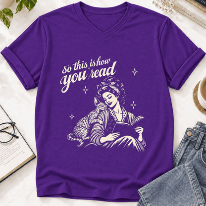 How You Read Printed Devon Rex Sweatshirt | Cat Lover Reader Gift Team Purple
