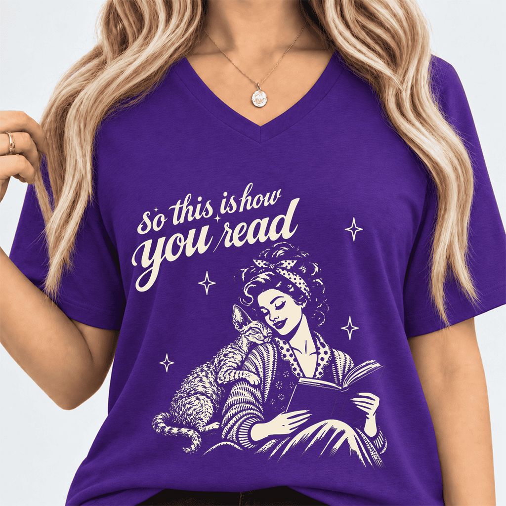 How You Read Printed Devon Rex Sweatshirt | Cat Lover Reader Gift Team Purple