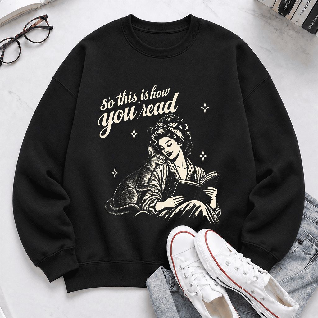 How You Read Abyssinian Printed Sweatshirt | Cat Lover Reader Gift Black