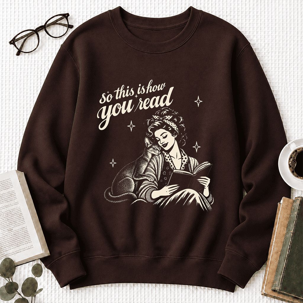 How You Read Abyssinian Printed Sweatshirt | Cat Lover Reader Gift Dark Chocolate