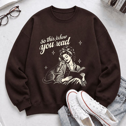 How You Read Abyssinian Printed Sweatshirt | Cat Lover Reader Gift Dark Chocolate