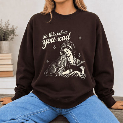 How You Read Abyssinian Printed Sweatshirt | Cat Lover Reader Gift Dark Chocolate