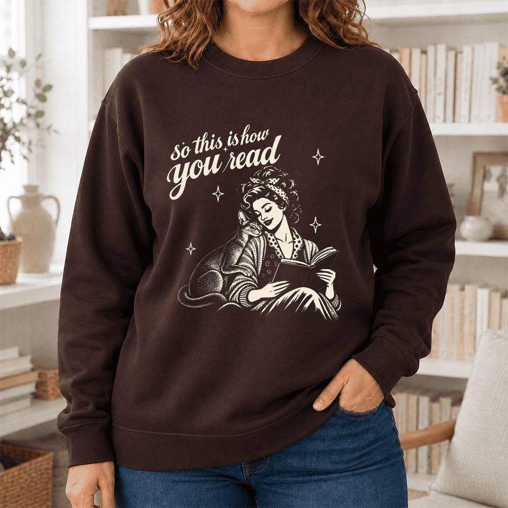 How You Read Abyssinian Printed Sweatshirt | Cat Lover Reader Gift Dark Chocolate