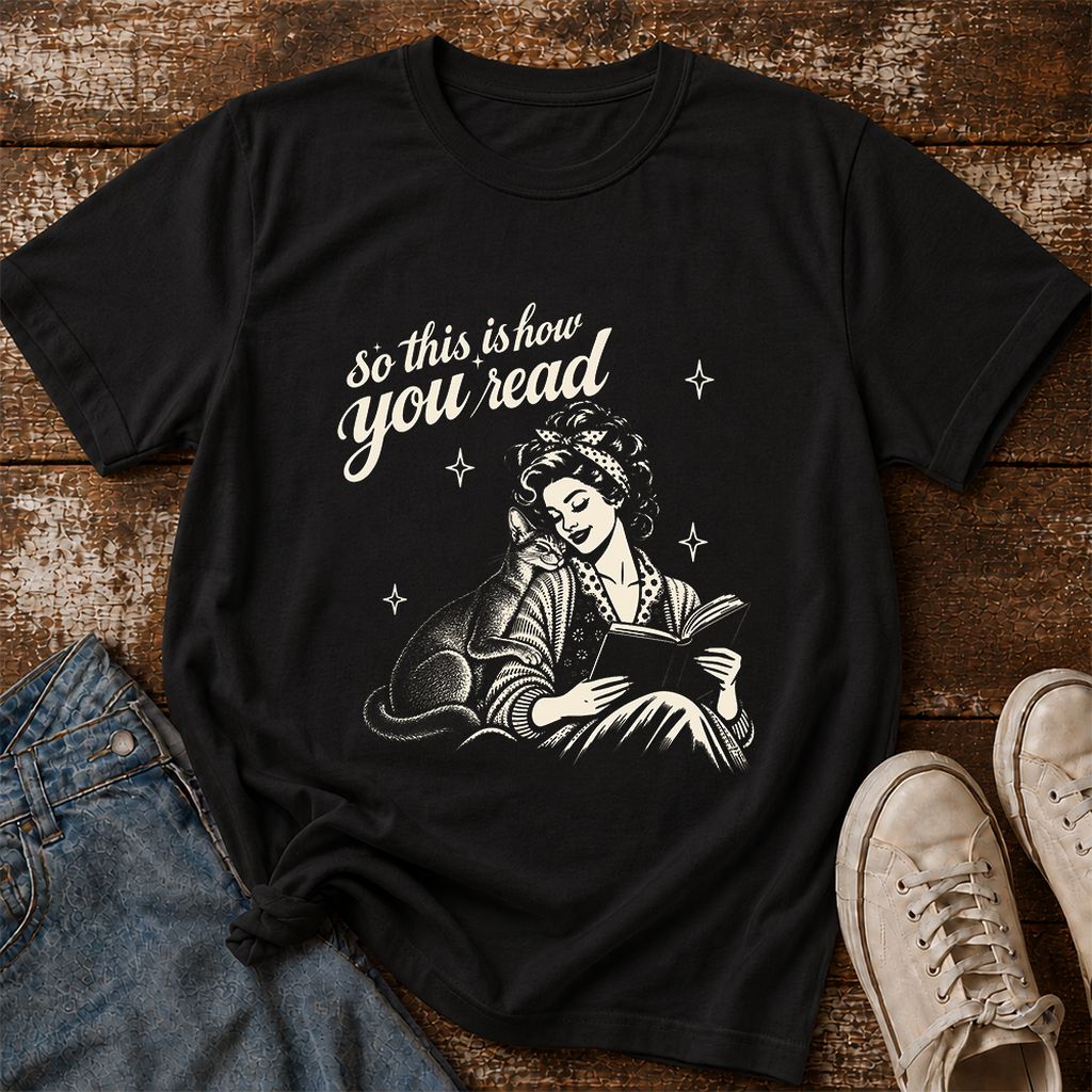 How You Read Abyssinian Printed T-Shirt | Cat Lover Reader Gift Black