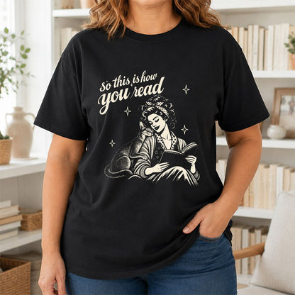 How You Read Abyssinian Printed T-Shirt | Cat Lover Reader Gift Black