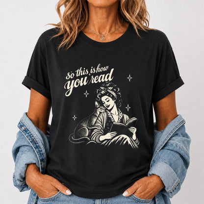 How You Read Abyssinian Printed T-Shirt | Cat Lover Reader Gift Black