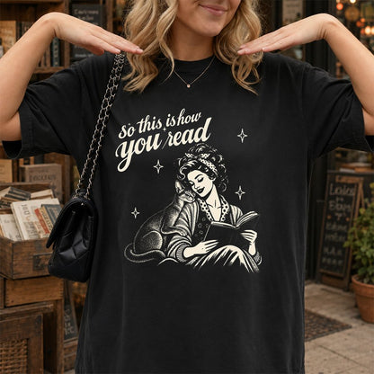 How You Read Abyssinian Printed T-Shirt | Cat Lover Reader Gift Black