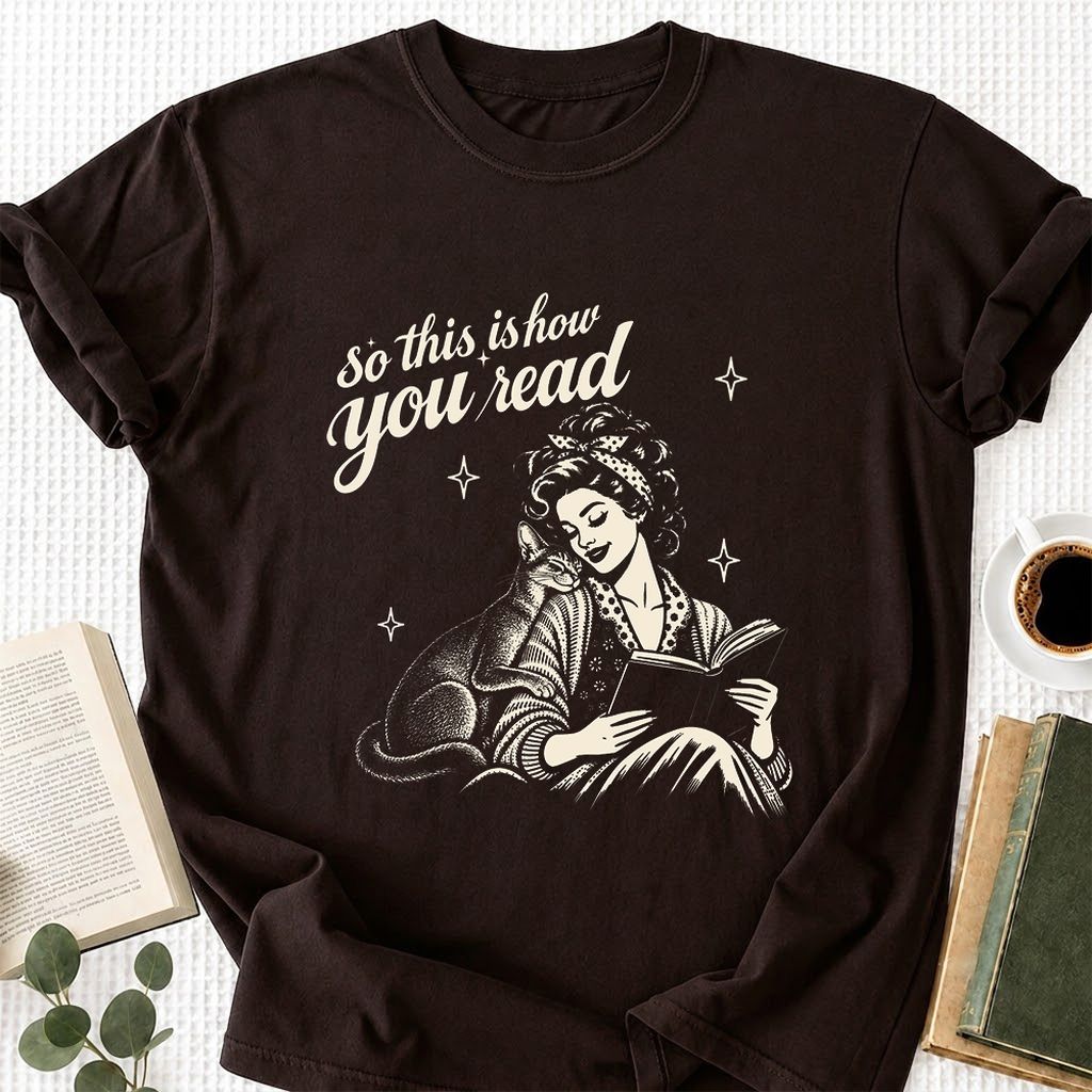 How You Read Abyssinian Printed T-Shirt | Cat Lover Reader Gift Dark Chocolate