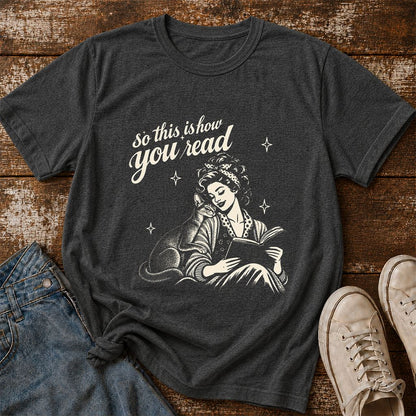How You Read Abyssinian Printed T-Shirt | Cat Lover Reader Gift Dark Heather