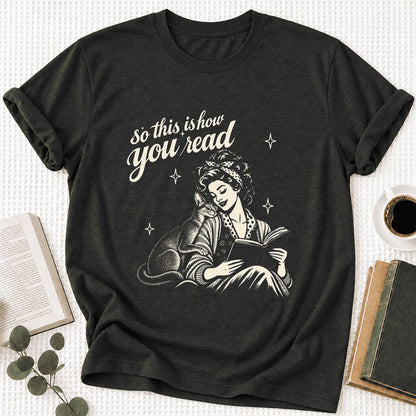 How You Read Abyssinian Ultra-Soft Cotton T-Shirt | Cat Lover Reader Gift Black Heather