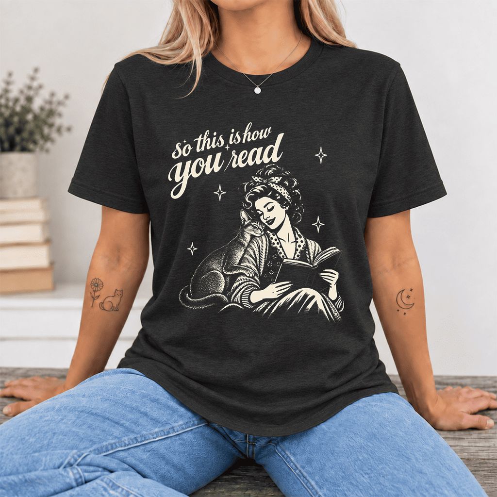 How You Read Abyssinian Ultra-Soft Cotton T-Shirt | Cat Lover Reader Gift Black Heather