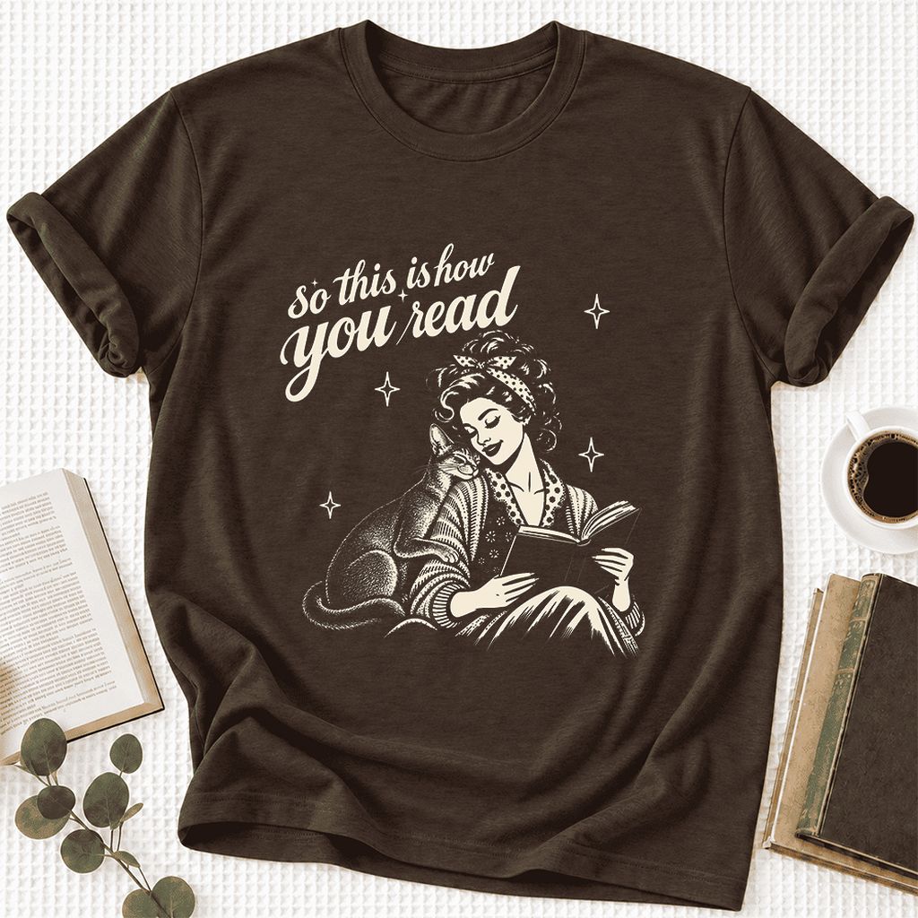 How You Read Abyssinian Ultra-Soft Cotton T-Shirt | Cat Lover Reader Gift Brown