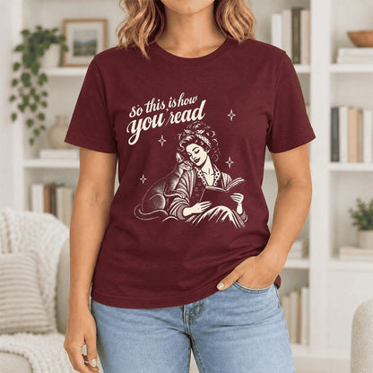 How You Read Abyssinian Ultra-Soft Cotton T-Shirt | Cat Lover Reader Gift Maroon