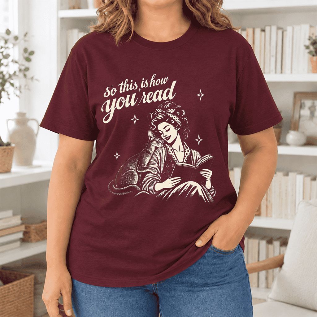 How You Read Abyssinian Ultra-Soft Cotton T-Shirt | Cat Lover Reader Gift Maroon