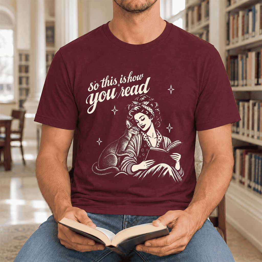 How You Read Abyssinian Ultra-Soft Cotton T-Shirt | Cat Lover Reader Gift Maroon