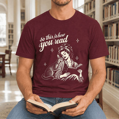 How You Read Abyssinian Ultra-Soft Cotton T-Shirt | Cat Lover Reader Gift Maroon