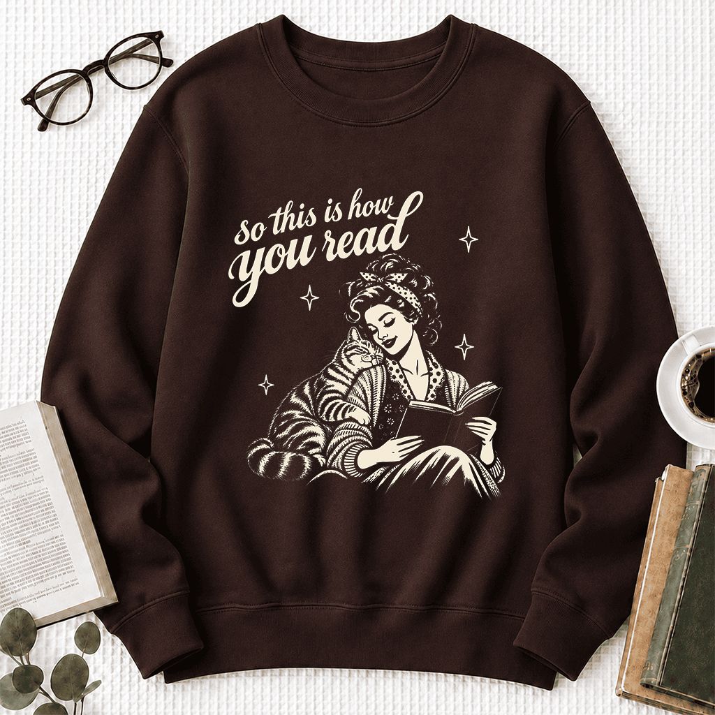 How You Read American Shorthair Printed Sweatshirt | Cat Lover Gift Dark Chocolate