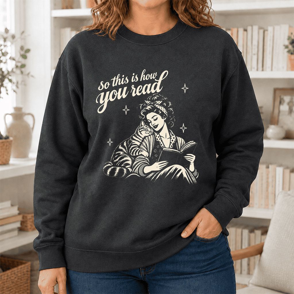 How You Read American Shorthair Printed Sweatshirt | Cat Lover Gift Dark Heather