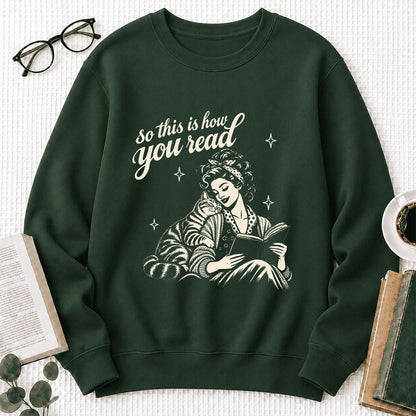 How You Read American Shorthair Printed Sweatshirt | Cat Lover Gift Forest Green