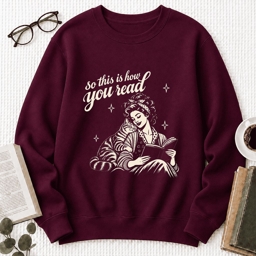 How You Read American Shorthair Printed Sweatshirt | Cat Lover Gift Maroon
