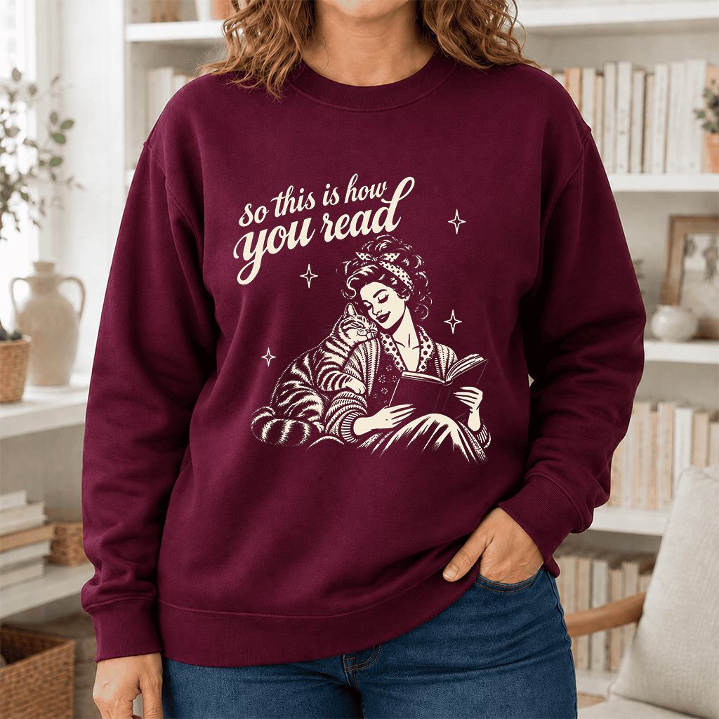 How You Read American Shorthair Printed Sweatshirt | Cat Lover Gift Maroon